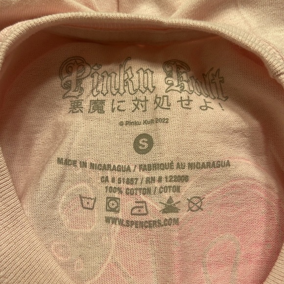 Pinku Kult Pink Long Sleeved Graphic T-Shirt Size Small NWOT - Picture 5 of 5